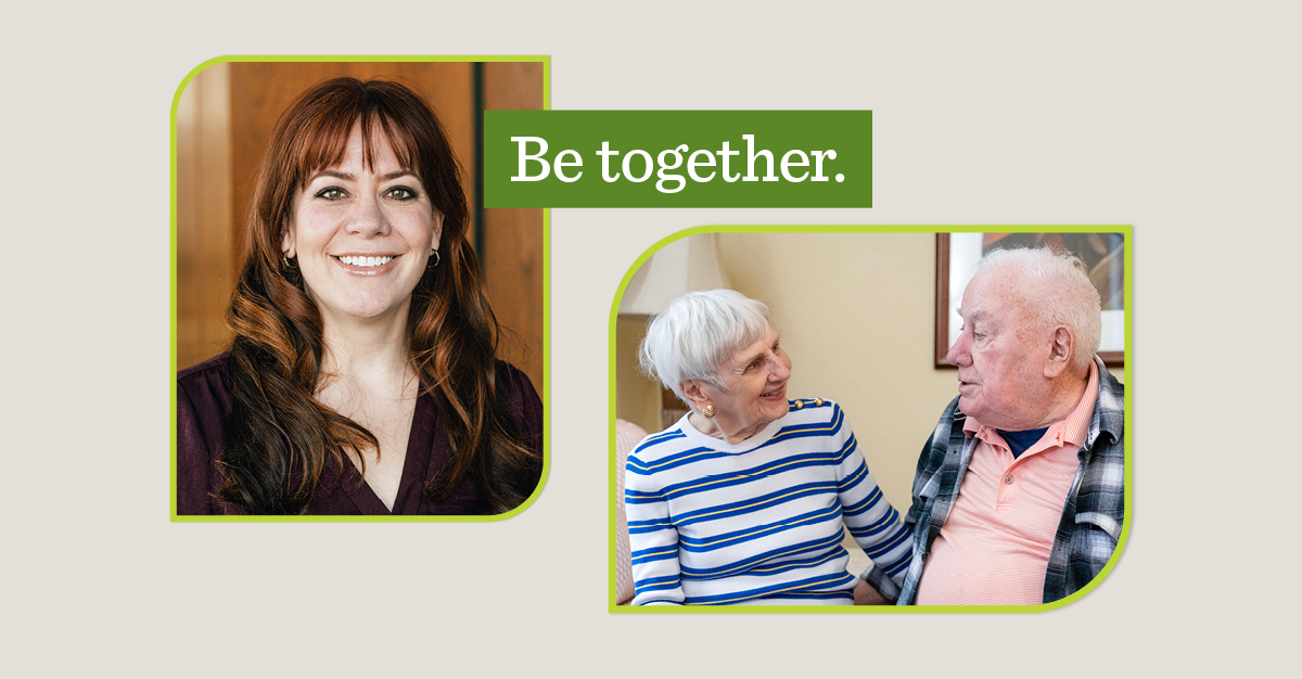 resident couple, Charlie and Jo Ann, photographed together at Atria Del Sol. Also pictured separately is Abby Figueroa, Senior Vice President of Functional Operations at Atria
